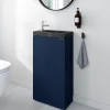 Homesight Meuble lave-mains bleu nuit mat l.44 cm Imandra + plan vasque effet marbre noir, GoodHome