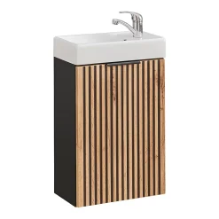 Lave-Mains|Petits-Meubles Meuble lave-mains 40cm 1 porte Gaia Bois et Noir