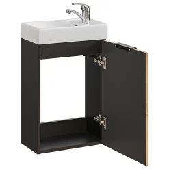 Lave-Mains|Petits-Meubles Meuble lave-mains 40cm 1 porte Gaia Bois et Noir