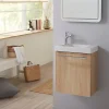 Planète Bain Meuble lave-mains complet couleur chêne Oak bordolino avec mitigeur eau chaude/eau froide