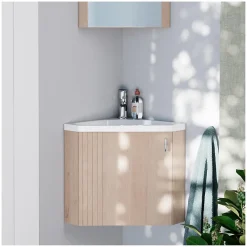 Mob-In Meuble lave-mains d'angle décor chêne KODA