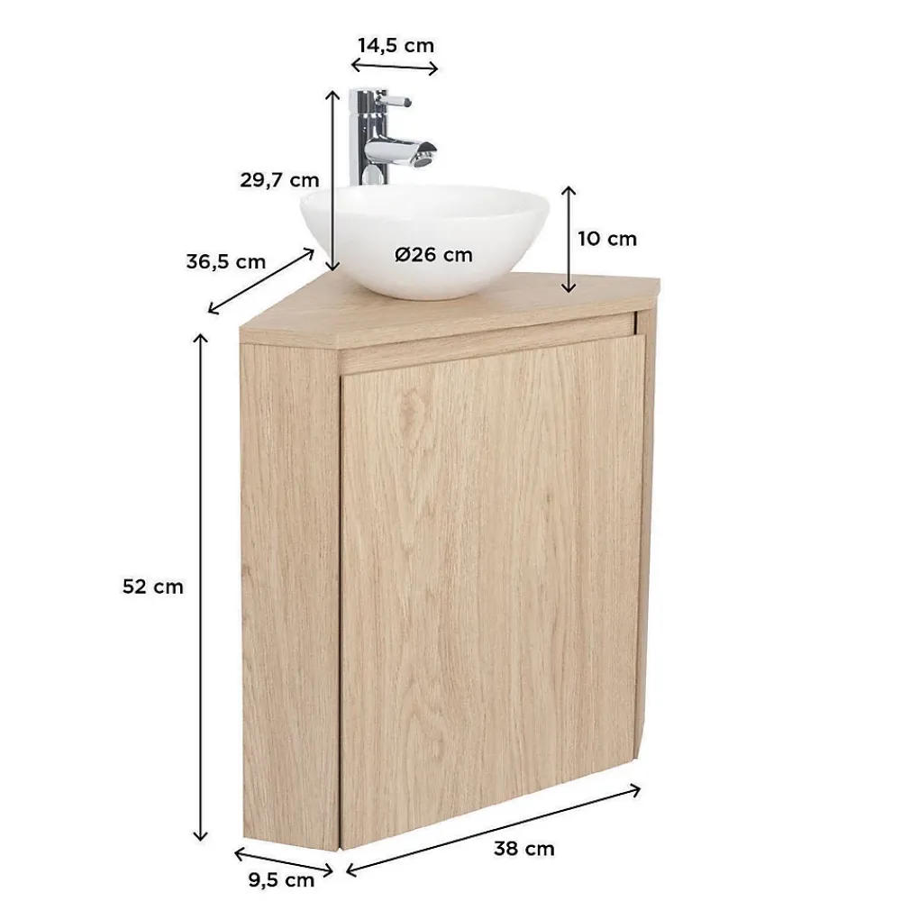 Mob-In Meuble lave-mains d'angle SORRENTO + vasque
