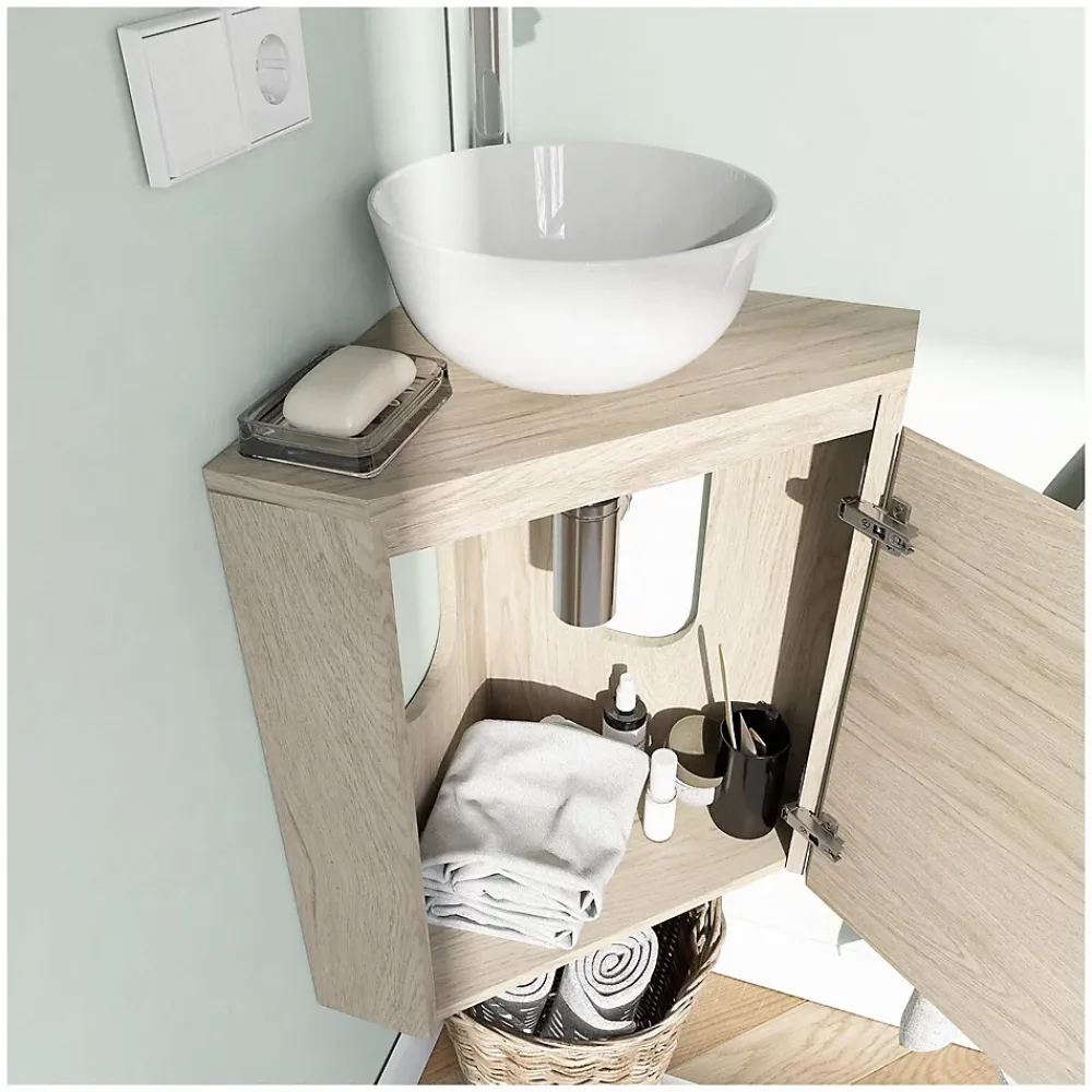 Mob-In Meuble lave-mains d'angle SORRENTO + vasque