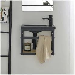 Lave-Mains|Mob-In Meuble lave-mains gain de place avec vasque résine 40x32.5cm