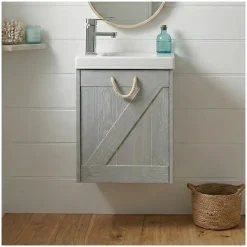 Mob-In Meuble lave-mains gris bord de mer + robinet MISTRAL