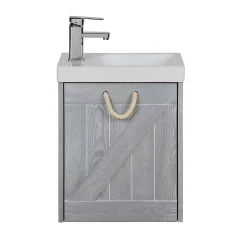 Mob-In Meuble lave-mains gris bord de mer + robinet MISTRAL