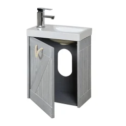 Mob-In Meuble lave-mains gris bord de mer + robinet MISTRAL
