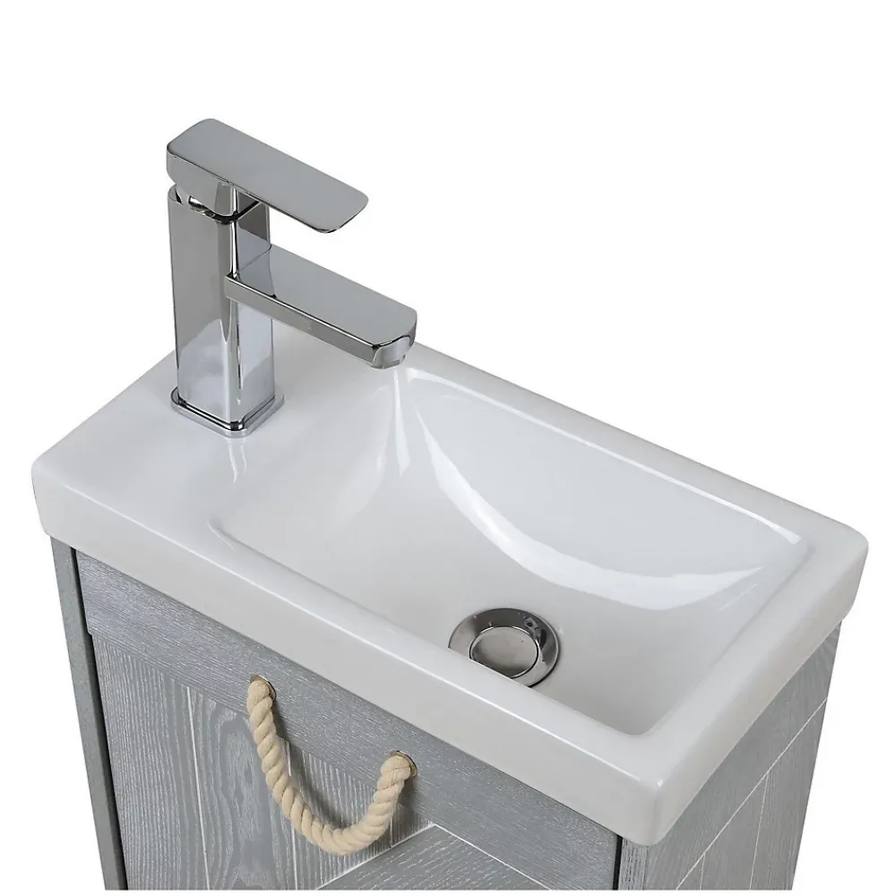 Mob-In Meuble lave-mains gris bord de mer + robinet MISTRAL