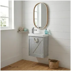 Mob-In Meuble lave-mains gris bord de mer + robinet MISTRAL