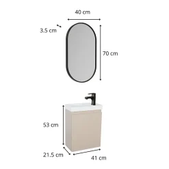 Lave-Mains|Mob-In Meuble lave-mains LISA + miroir ovale