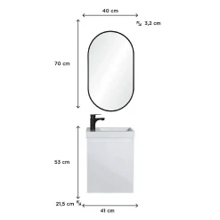 Mob-In Meuble lave-mains LISA + miroir ovale