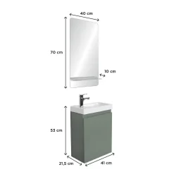 Lave-Mains|Mob-In Meuble lave-mains LISA + robinet chromé + miroir rectangulaire