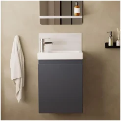 Meuble De Salle De Bains Faible Profondeur|Meuble Wc|Mob-In Meuble lave-mains LISA + robinet chromé
