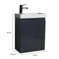 Meuble De Salle De Bains Faible Profondeur|Meuble Wc|Mob-In Meuble lave-mains LISA + robinet chromé