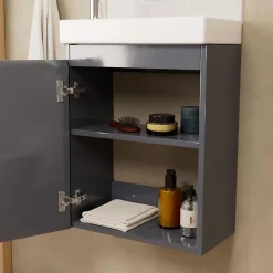 Meuble De Salle De Bains Faible Profondeur|Meuble Wc|Mob-In Meuble lave-mains LISA + robinet chromé
