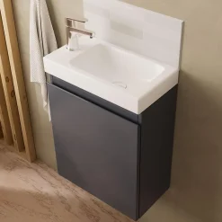 Meuble De Salle De Bains Faible Profondeur|Meuble Wc|Mob-In Meuble lave-mains LISA + robinet chromé