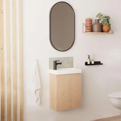 Lave-Mains|Mob-In Meuble lave-mains LISA + robinet noir + miroir ovale