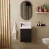 Mob-In Meuble lave-mains LISA + robinet noir + miroir ovale