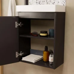 Mob-In Meuble lave-mains LISA + robinet noir + miroir ovale