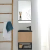 Mob-In Meuble lave-mains NOVA décor chêne suspendu + miroir rectangulaire