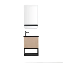 Mob-In Meuble lave-mains NOVA décor chêne suspendu + miroir rectangulaire