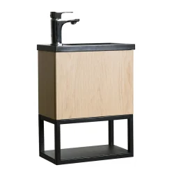 Lave-Mains|Mob-In Meuble lave-mains NOVA suspendu métal et bois avec vasque en résine 40x50cm