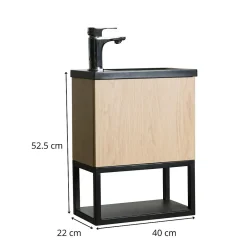 Lave-Mains|Mob-In Meuble lave-mains NOVA suspendu métal et bois avec vasque en résine 40x50cm