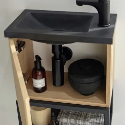 Lave-Mains|Mob-In Meuble lave-mains NOVA suspendu métal et bois avec vasque en résine 40x50cm