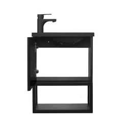 Mob-In Meuble lave-mains NOVA suspendu métal et bois avec vasque en résine 40x50cm