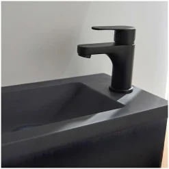 Mob-In Meuble lave-mains NOVA suspendu métal et bois avec vasque en résine 40x50cm