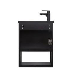 Mob-In Meuble lave-mains NOVA suspendu métal et bois avec vasque en résine 40x50cm