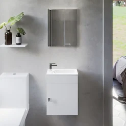 Lave-Mains|Cuisibane Meuble lave-mains SAFIA avec vasque et miroir - Blanc