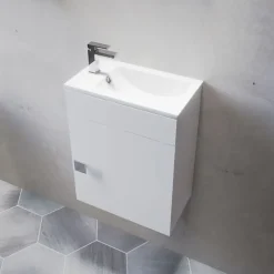 Lave-Mains|Cuisibane Meuble lave-mains SAFIA avec vasque et miroir - Blanc