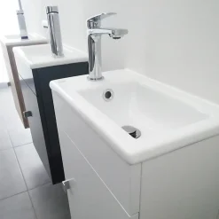 Lave-Mains|Cuisibane Meuble lave-mains SAFIA avec vasque et miroir - Blanc