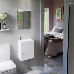 Lave-Mains|Cuisibane Meuble lave-mains SAFIA avec vasque et miroir - Blanc