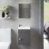 Cuisibane Meuble lave-mains SAFIA avec vasque et miroir - Gris