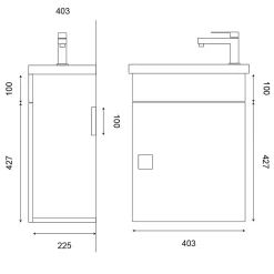 Cuisibane Meuble lave-mains SAFIA avec vasque et miroir - Gris