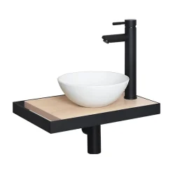 Lave-Mains|Mob-In Meuble lave-mains SOHO avec porte serviette, vasque blanche et robinet