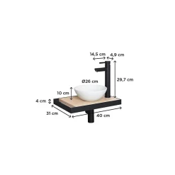 Lave-Mains|Mob-In Meuble lave-mains SOHO avec porte serviette, vasque blanche et robinet