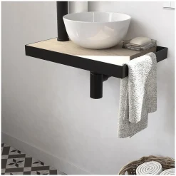 Lave-Mains|Mob-In Meuble lave-mains SOHO avec porte serviette, vasque blanche et robinet