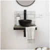 Mob-In Meuble lave-mains SOHO plan fin p-serviette face vasque noire + robinet