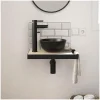 Meuble De Salle De Bains Faible Profondeur|Lave-Mains|Mob-In Meuble lave-mains SOHO plan fin p-serviette côté vasque noire + robinet