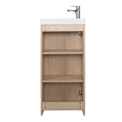 Mob-In Meuble lave-mains sur pieds JOHANN décor chêne + vasque + miroir