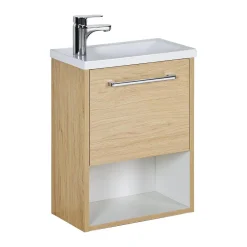 Lave-Mains|Mob-In Meuble lave-mains suspendu avec niche et vasque résine 53x40cm