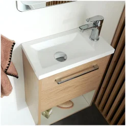 Lave-Mains|Mob-In Meuble lave-mains suspendu avec niche et vasque résine 53x40cm