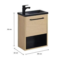 Lave-Mains|Mob-In Meuble lave-mains suspendu avec niche et vasque résine 53x40cm
