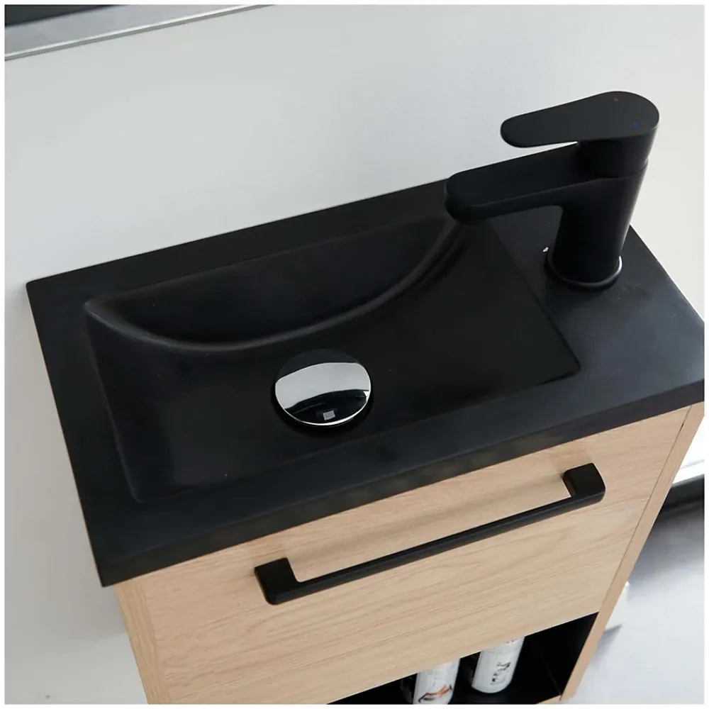 Lave-Mains|Mob-In Meuble lave-mains suspendu avec niche et vasque résine 53x40cm