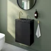Lave-Mains|Homesight Meuble lave-mains suspendu noir mat l.44 cm Imandra + plan vasque effet marbre noir, GoodHome