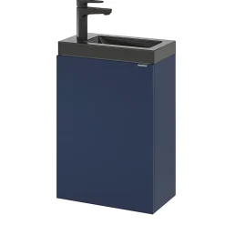 Lave-Mains|GoodHome Meuble lave-mains suspendu bleu nuit mat l.44 cm Imandra + plan vasque noir céramique Nira,