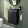 Homesight Meuble lave-mains suspendu noir mat l.44 cm Imandra + plan vasque béton gris, GoodHome